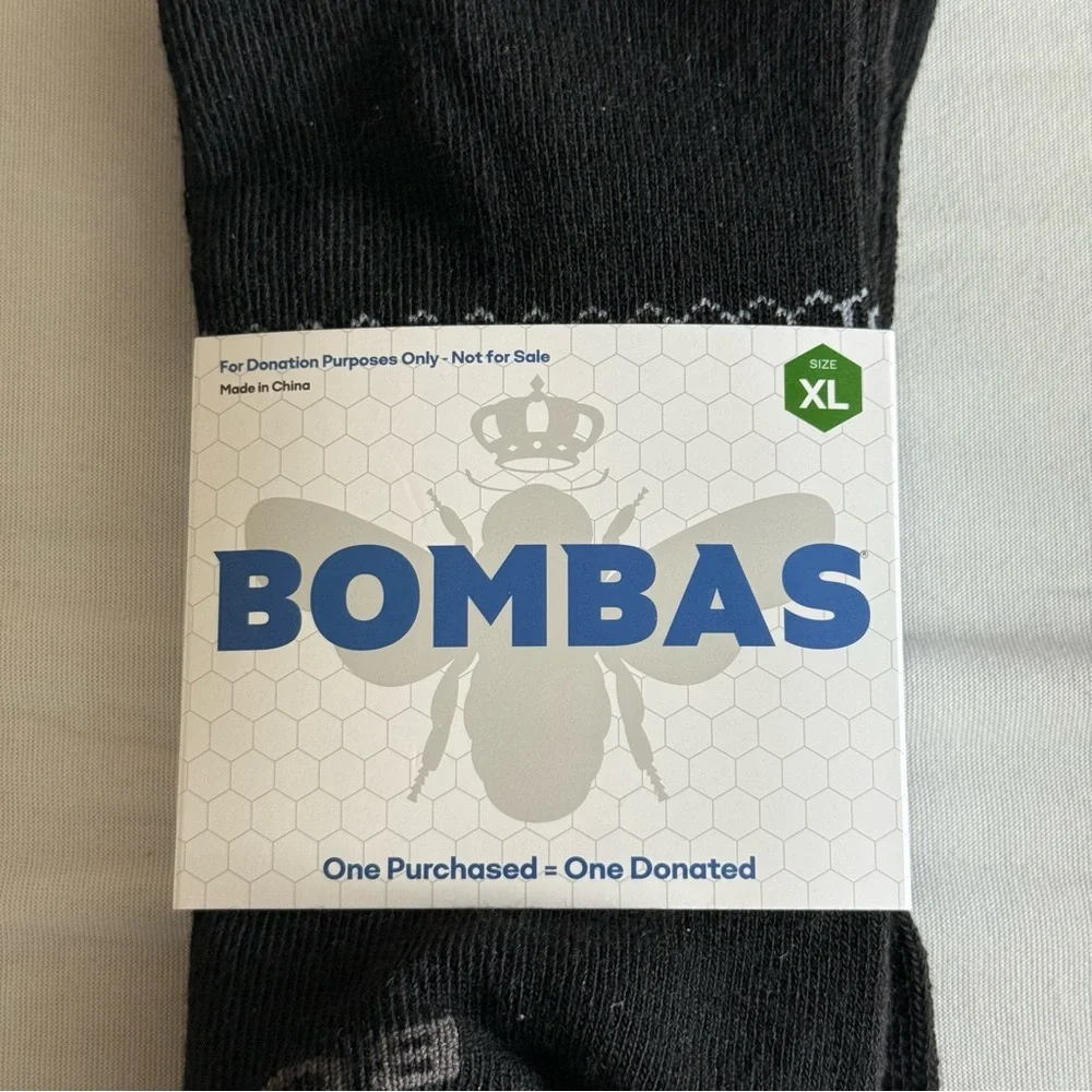 Bombas Black Crew Calf Socks Honeycomb Arch Support Size XL 13-16 Cushioned Foot
